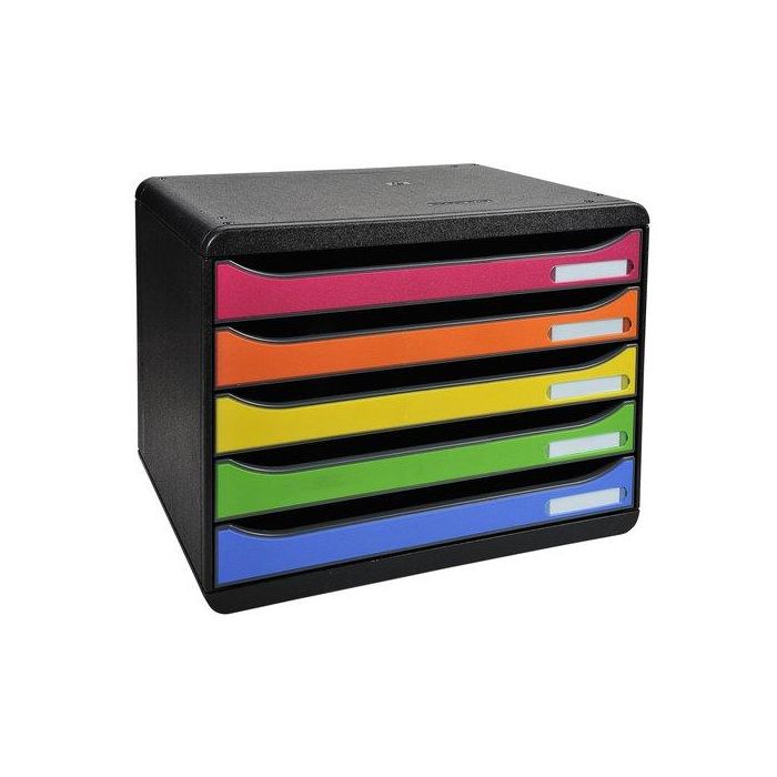 Exacompta Big-Box Plus Iderama Arlequin Fichero Cajones Sobremesa Apaisado Multicolores 5 Cajones A4+