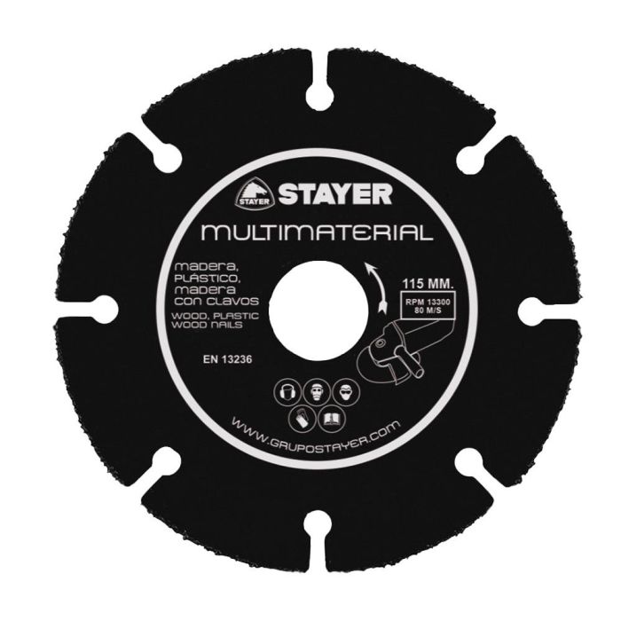 Stayer Disco de Corte Multimaterial Ø125 x 22.2 mm para Madera, Plástico, Paneles de Yeso y Madera con Clavos
