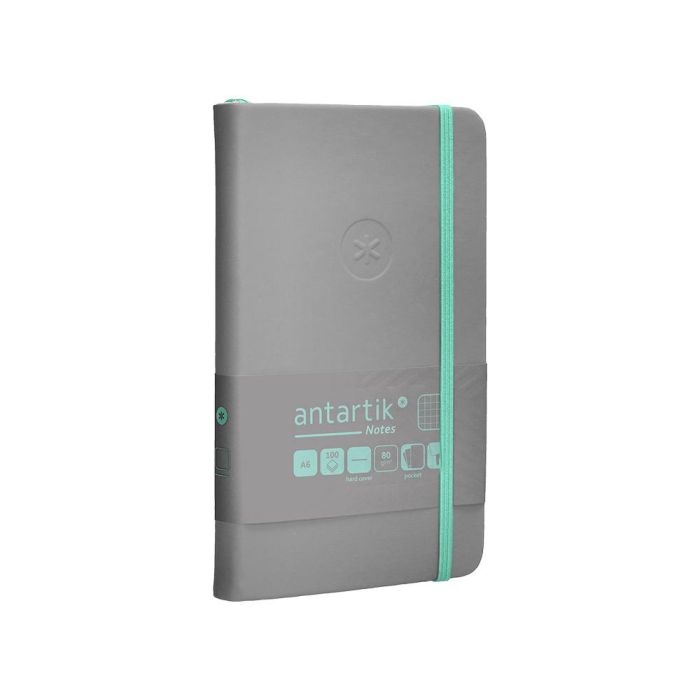 Cuaderno Con Gomilla Antartik Notes Tapa Dura A6 Hojas Cuadricula Gris Y Turquesa 100 Hojas 80 gr Fsc 4