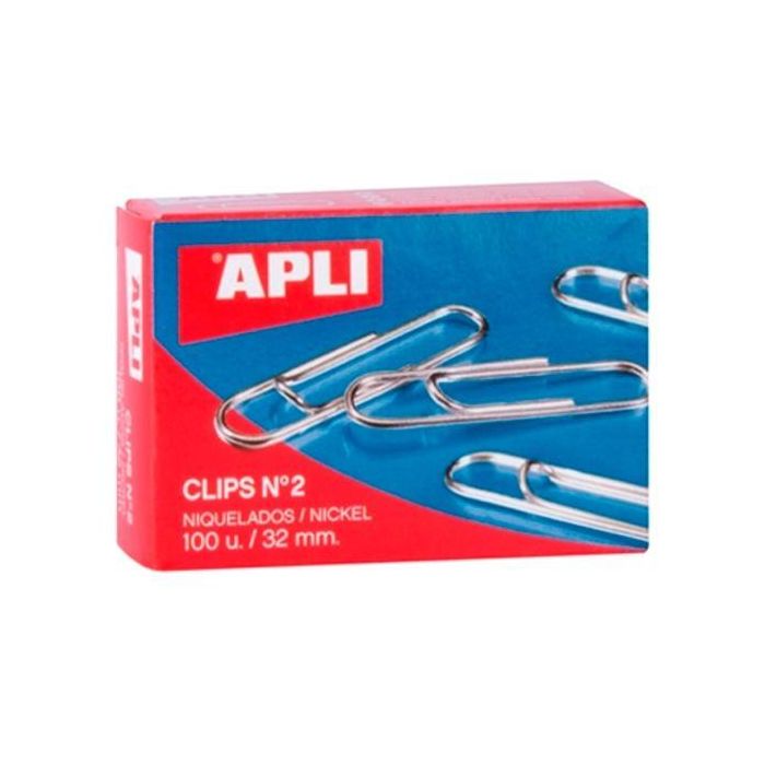 Apli Clips Niquelados Nº 2 - 32 mm Caja 100 Ud Apli Clips Niquelados Nº 2 - 32 mm Caja 100 Ud