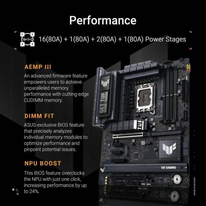 ASUS TUF GAMING Z890-PLUS WiFi Placa Base LGA1851 con Chipset Intel Z890, DDR5, ATX 3