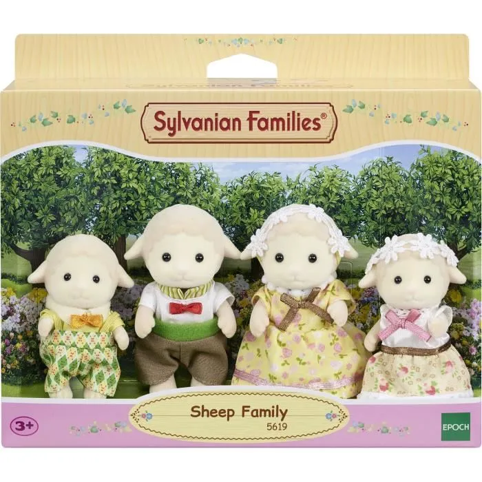 Sylvanian Families Familia de Ovejas 4 Figuras Articuladas y Vestidas Mamá Papá Hijo Hija Muñecos Juguete 3