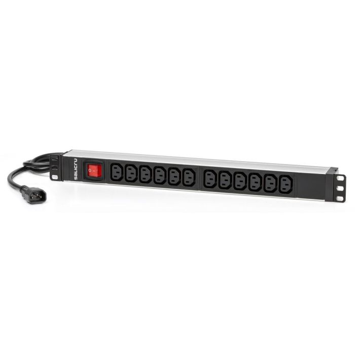 Salicru 680CA000002 Regleta Eléctrica PDU para Rack 1U 19" con 12 Salidas AC C13/C14, Interruptor y Carcasa de Aluminio