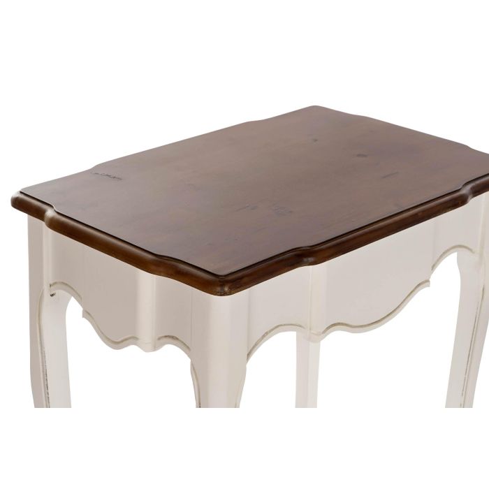 DKD Home Decor Mesita Auxiliar Tradicional de Paulownia Blanca y Marrón, Juego de 3, 40x66x60 cm (Largo x Alto x Ancho) 1 DKD Home Decor Mesita Auxiliar Tradicional de Paulownia Blanca y Marrón, Juego de 3, 40x66x60 cm (Largo x Alto x Ancho) 1