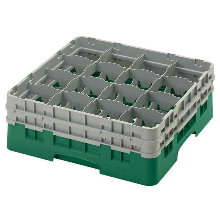 CAMBRO - 16S534-119 - Cesta de lavado 16 comp. 2 alturas - 10,9 cm Ø máx. - alt. máx. 14,9 cm - 50 x 50 x 18,4 cm - Verde sherwood