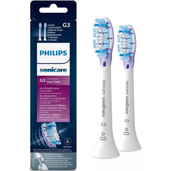 Philips HX 9052/17 Sonicare. Cabezales de cepillo sónico estándar, 2 uds, blanco, suaves. Compatible con series DiamondClean, Plaque Control, Gum Health