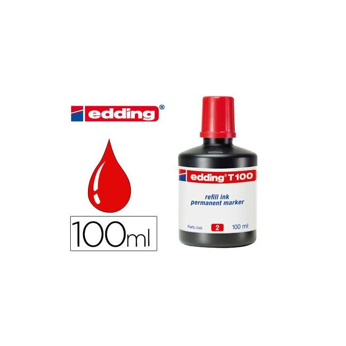 Tinta Rotulador Edding T-100 Rojo Bote 100 mL