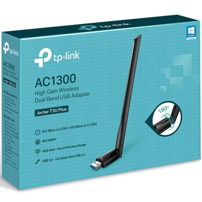 TPLINK ARCHER T3U PLUS Adaptador USB 3.0 WiFi AC 867Mbps Dual Band con 1 Antena 2