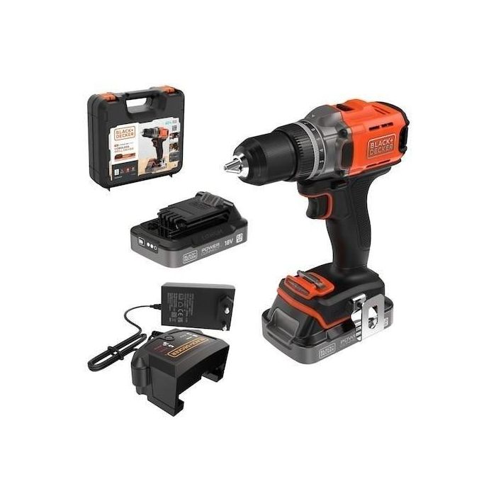 Black&Decker Taladro Atornillador a Batería 18V 2x2Ah BCD382D2XK 0 Black&Decker Taladro Atornillador a Batería 18V 2x2Ah BCD382D2XK 0