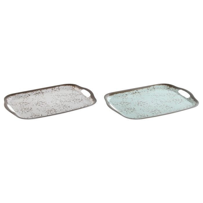 Bandeja Basicos DKD Home Decor Azul Blanco 26.2 x 2 x 36.4 cm (6 Unidades) 1