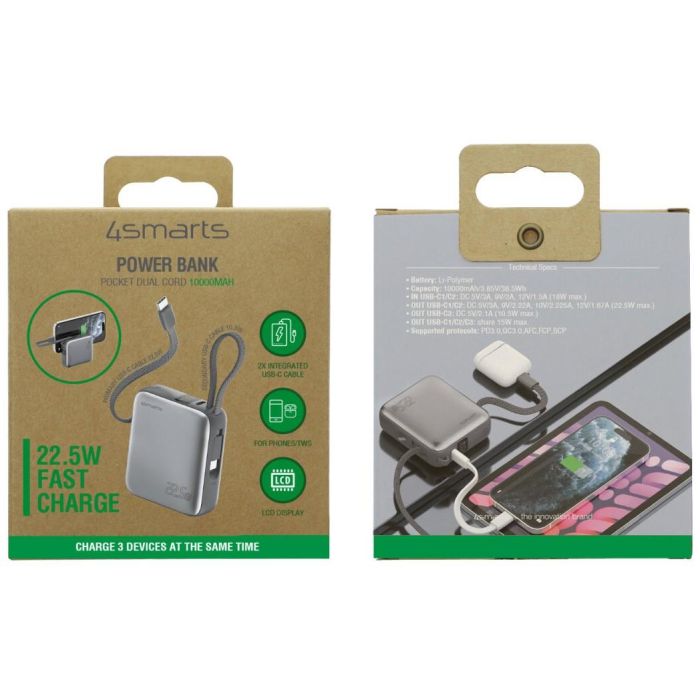 4smarts Powerbank Pocket Dual Cord 10000mAh 22.5W, spacegrau 3 4smarts Powerbank Pocket Dual Cord 10000mAh 22.5W, spacegrau 3