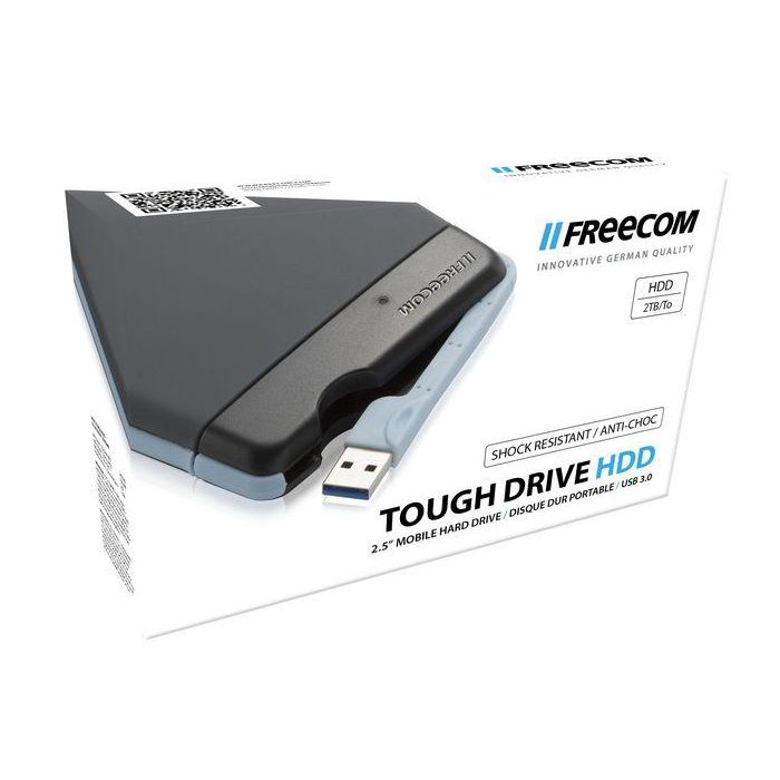 Freecom Tough Drive 2TB USB 3.0 2.5" SATA Disco Duro Externo Portátil Resistente a Golpes (2m) y Polvo/Agua IP54 con Cable USB Integrado 3
