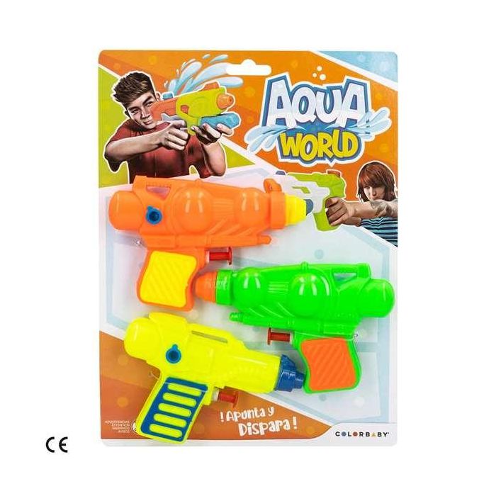 Color Baby Pistola de Agua Aqua World para Niños, Pack de 3 Modelos Surtidos, 19x3x25.5 cm, Juguete Acuático +3 años 2