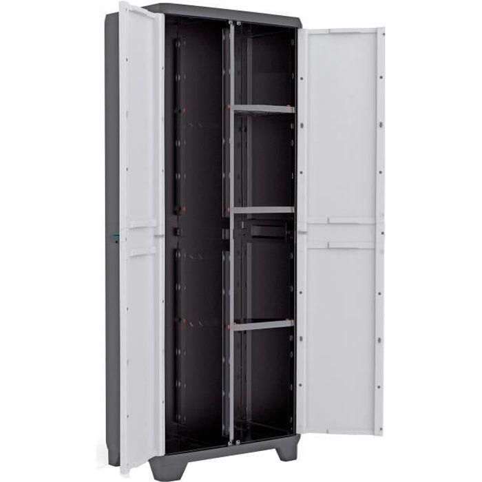 KIS Gabinete de Almacenamiento Lineal de Utilidad - 68x39x173cm - 3 Estantes Ajustables - 10kg/estante - Negro y Gris