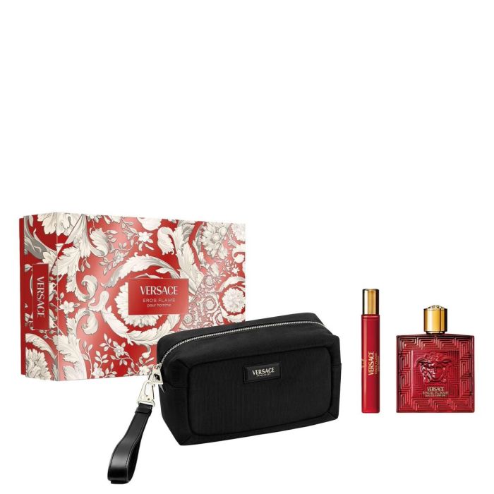 Versace EROS FLAME ESTUCHE Cofre Regalo para Hombre Eau de Parfum 3 piezas Set Neceser