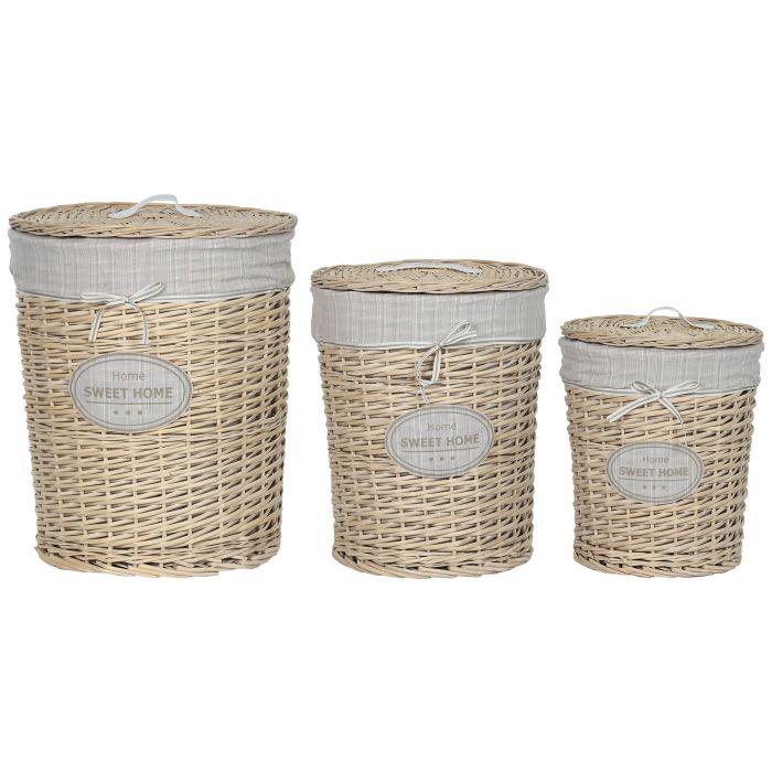 Cesta Ropa Shabby DKD Home Decor Crema 45 x 55 x 45 cm Set de 3