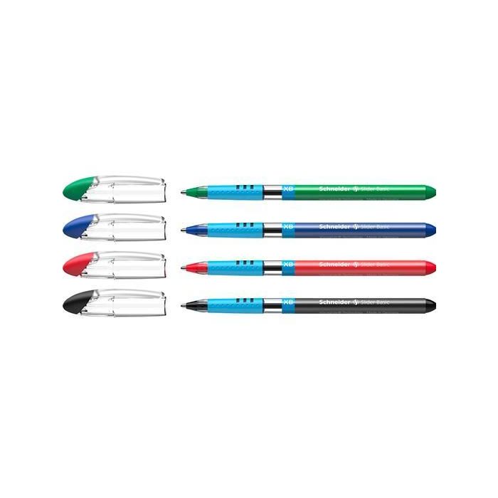 Schneider Bolígrafo Slider Basic XB Punta Gruesa - Estuche 4 Unidades Colores Surtidos