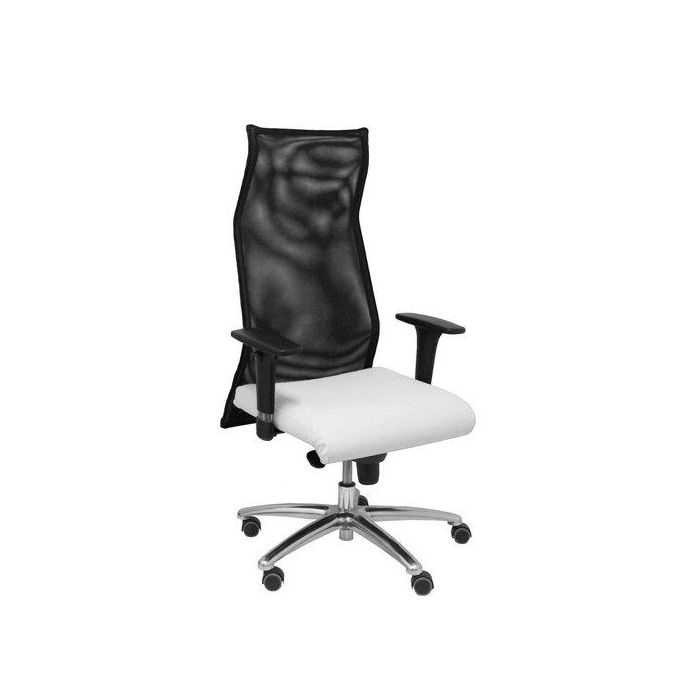 Sillon Piqueras Y Crespo Sahuco Direccion Uso Intensivo (8H) Brazos Regulables Mecanismo Sincro Respaldo Malla Transpirable Negro Y Asiento Tapizado Similpiel Blanco