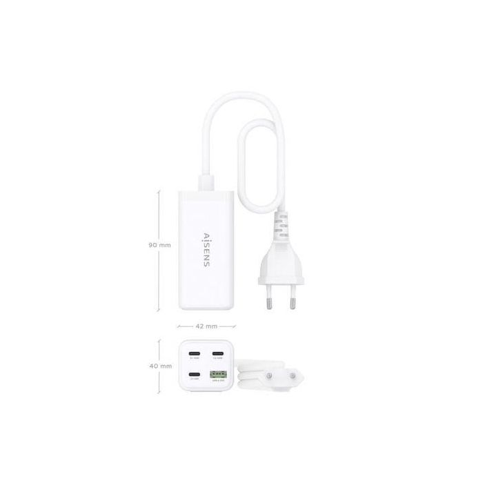 Cargador Sobremesa GaN Aisens ASCH-100W4P053-W/ 3xUSB Tipo-C/ 1xUSB/ 100W 3 Cargador Sobremesa GaN Aisens ASCH-100W4P053-W/ 3xUSB Tipo-C/ 1xUSB/ 100W 3