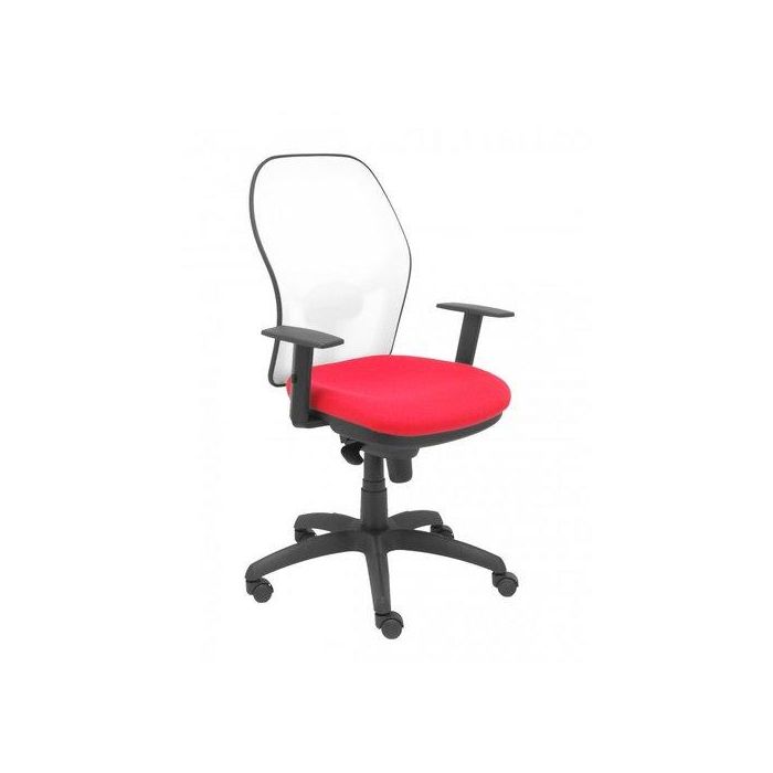 Silla Piqueras Y Crespo Jorquera Brazos Regulables Mecanismo Sincro Con Regulador De Tension Respaldo De Malla Blanca Y Asiento Tapizado Bali Rojo