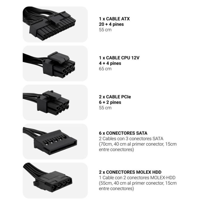 Fuente de Alimentación CoolBox COO-FACPO-750 750 W 80 Plus Bronze 3 Fuente de Alimentación CoolBox COO-FACPO-750 750 W 80 Plus Bronze 3