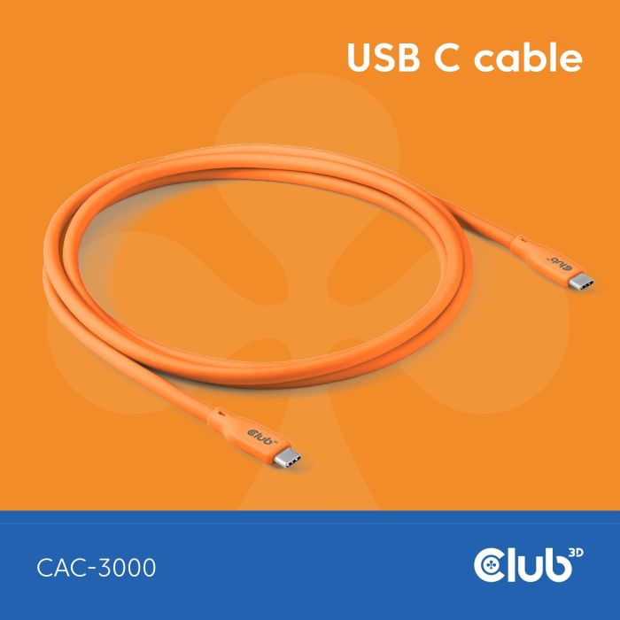 Club3D 240W.20Gbps Cable USB-C Lifestyle PD 240W 20Gbps 2m Naranja St/St 0 Club3D 240W.20Gbps Cable USB-C Lifestyle PD 240W 20Gbps 2m Naranja St/St 0