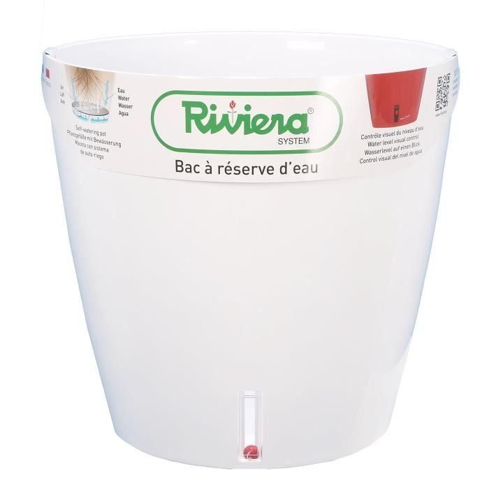 RIVIERA Eva Nueva maceta redonda de plástico - Ø 31 cm - 14,5 L - Blanco 1