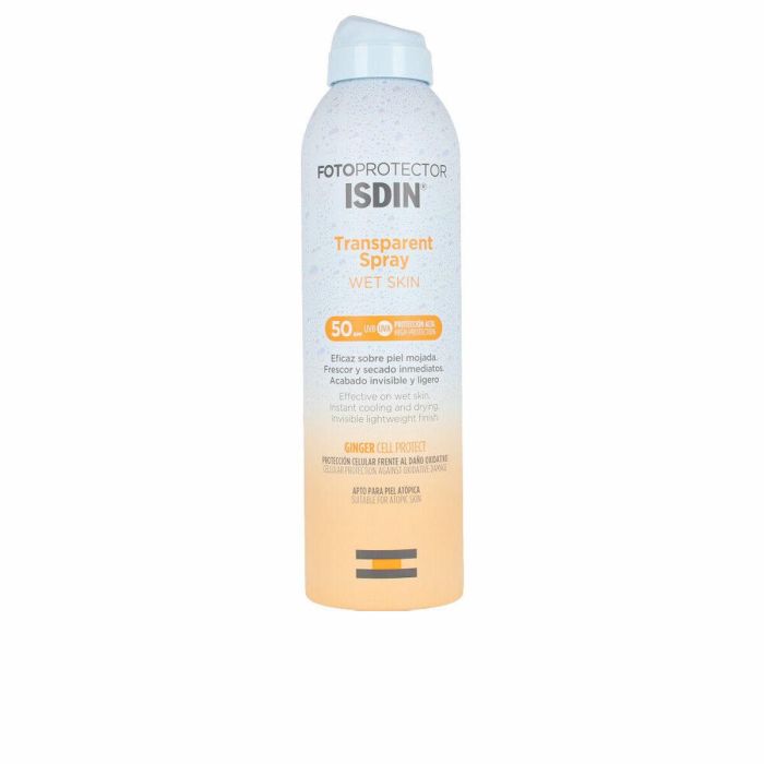 Isdin Fotoprotector Loción Spray Piel Mojada Spf 50 250 ml - Protección Solar Transparente Resistente al Agua Invisible