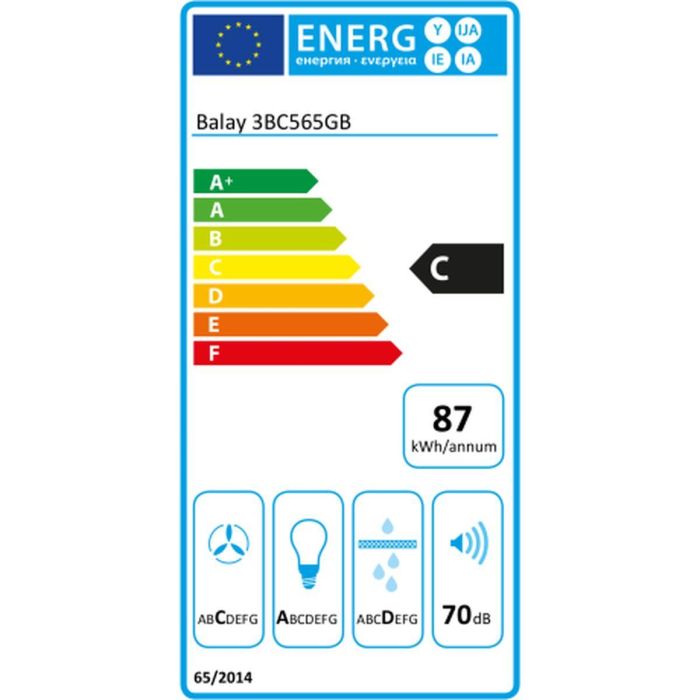 Campana Convencional Balay 3BC565GB 60 cm 530 m3/h 70 dB 216W Blanco A+ 1