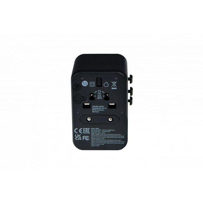 Verbatim UTA-04 Adaptador de Viaje Universal 61W PD QC 3.0, 5 Puertos USB (2xUSB-C, 3xUSB-A), Carga 6-en-1 para 180+ Países 6 Verbatim UTA-04 Adaptador de Viaje Universal 61W PD QC 3.0, 5 Puertos USB (2xUSB-C, 3xUSB-A), Carga 6-en-1 para 180+ Países 6