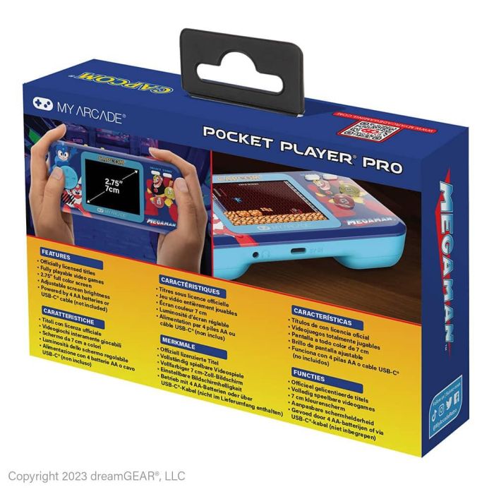 My Arcade JUS1696639164159 Pocket Player PRO Megaman Retrogaming Pantalla 7 cm Alta Resolución, 6 Juegos Mega Man 5