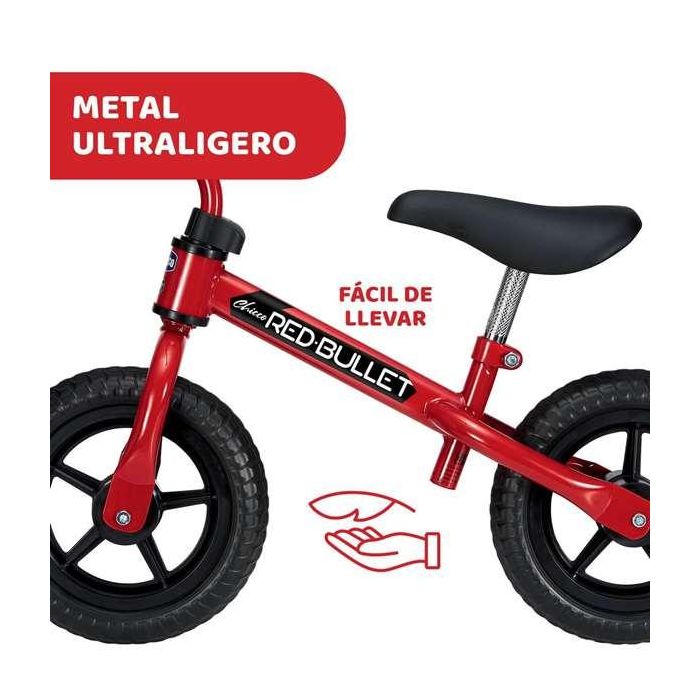Chicco Bicicleta sin pedales Bullet roja 10 pulgadas perfecta para adquirir el equilibrio