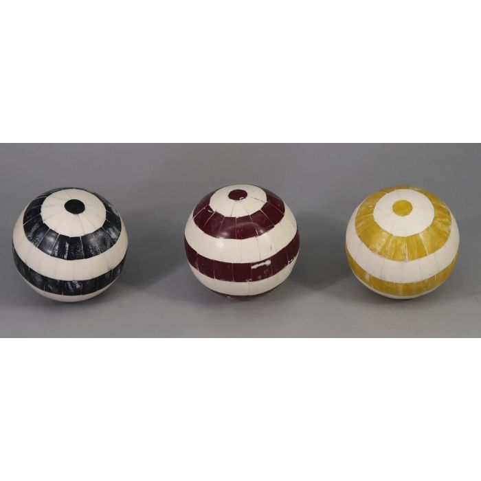 DKD Home Decor Bola Decoración Urban Nácar Lila, Amarillo, Negro, Blanco Surtidas 13x13x13 cm - Pack 6 Unidades