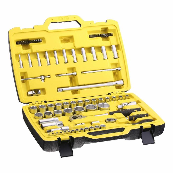 Stanley Fatmax Set de Enchufes y Vasos ¼'' + ½'' - Set 81 Piezas con Carraca 120 Dientes y Accesorios en Caja Resistente 16
