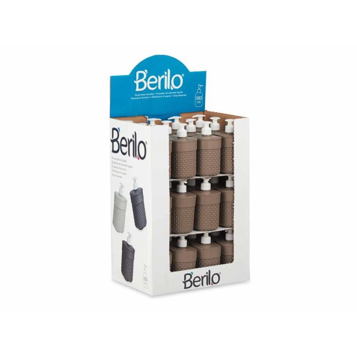 Dosificador plástico baño 580 ml marrón Berilo - 9x16.5x9 cm (36 Unidades) 2 Dosificador plástico baño 580 ml marrón Berilo - 9x16.5x9 cm (36 Unidades) 2