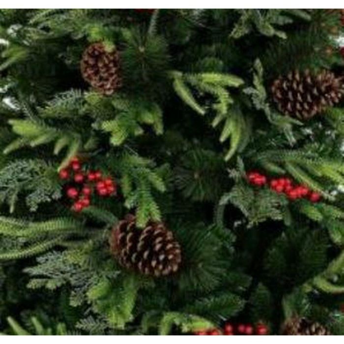 DKD Home Decor Árbol de Navidad Tradicional Grande 240 cm con 1563 Ramas, Luz Cálida LED, Fabricado en PVC, Colores Verde y Rojo