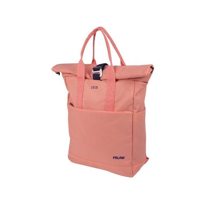 Milan Mochila Urbana con Cierre Superior Enrollable, Serie 1918, Rosa - 10 L, Bolsillos Múltiples, Resistente