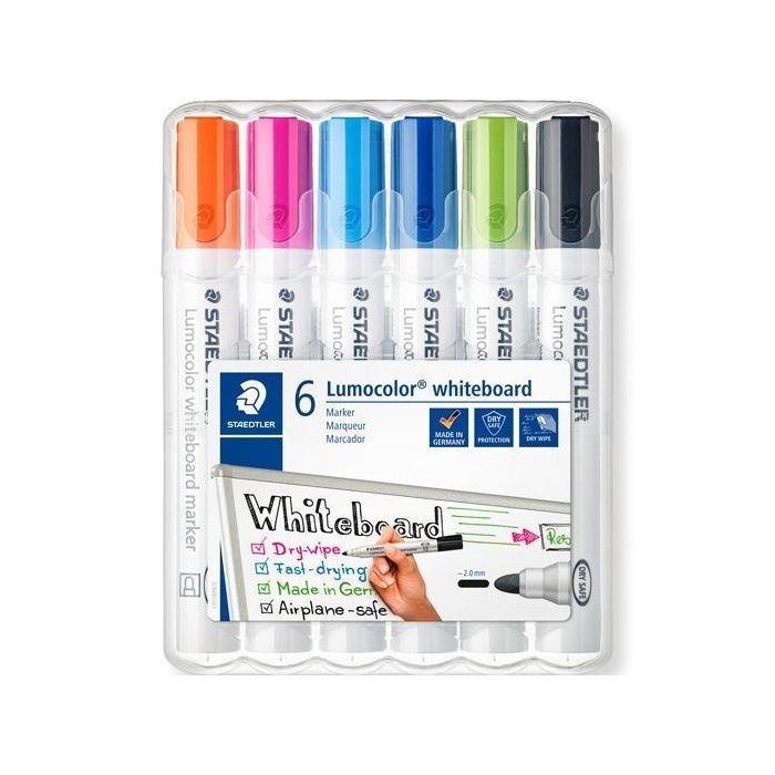 Staedtler Marcadores Pizarra Blanca Lumocolor 351 Punta Redonda C-Surtidos Estuche 6 Ud