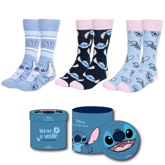CERDÁ Calcetines Stitch Disney adultos, Set de 3, Talla 36/43