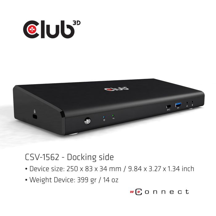 Club3D CSV-1562 Docking Station USB-C 4K 6xUSB 3.0, 2xDisplayPort, HDMI, LAN, Audio. Compatible con Windows y Mac. 9 Club3D CSV-1562 Docking Station USB-C 4K 6xUSB 3.0, 2xDisplayPort, HDMI, LAN, Audio. Compatible con Windows y Mac. 9