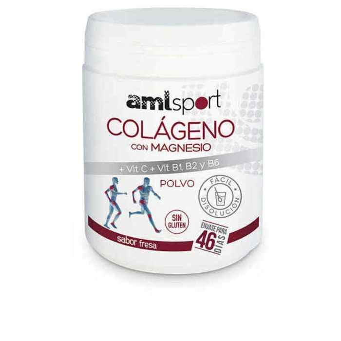 Amlsport Colágeno con Magnesio + Vitamina C + B1 B2 B6 en Polvo Sabor Fresa 350g para Atletas y Recuperación Amlsport Colágeno con Magnesio + Vitamina C + B1 B2 B6 en Polvo Sabor Fresa 350g para Atletas y Recuperación