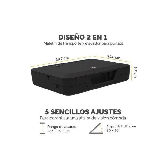 Fellowes 100016564 Maletín con Elevador Breyta para Portátiles hasta 14" Negro – Ergonómico, 5 Ajustes de Altura, Reciclable 2 Fellowes 100016564 Maletín con Elevador Breyta para Portátiles hasta 14" Negro – Ergonómico, 5 Ajustes de Altura, Reciclable 2