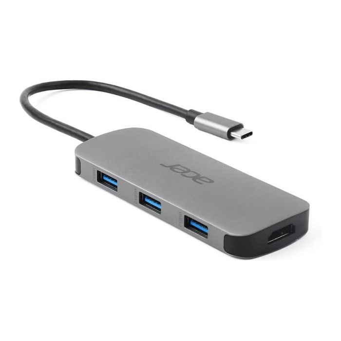 Acer 7-in-1 Type-C Dongle USB 3.2 Gen 1, HDMI, Lector Tarjetas SD/MicroSD, Power Delivery 100W, Plata, Hasta 3840x2160 4