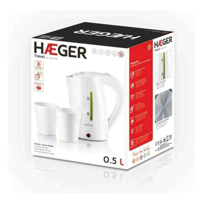 Hervidor Haeger EK-10W.015A Blanco 1100 W Plástico 500 ml 1 Hervidor Haeger EK-10W.015A Blanco 1100 W Plástico 500 ml 1