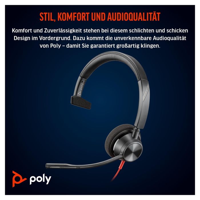 Poly Blackwire 3310 Auricular USB-A Monoauricular con Micrófono con Cancelación de Ruido Certificado para Microsoft y UC Negro 5