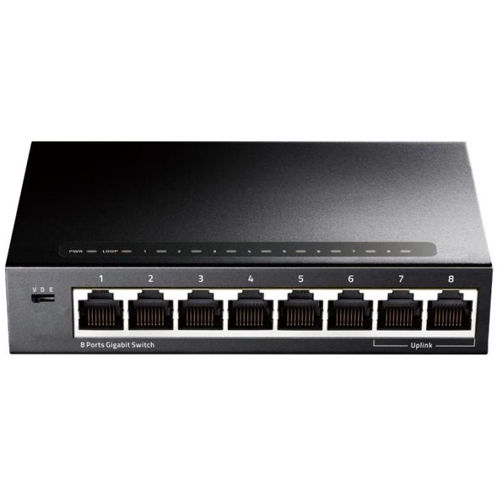 Cudy GS108 Switch Gigabit Ethernet 8 Puertos RJ-45, Conmutador de Red 16 Gbit/s Full Duplex Negro