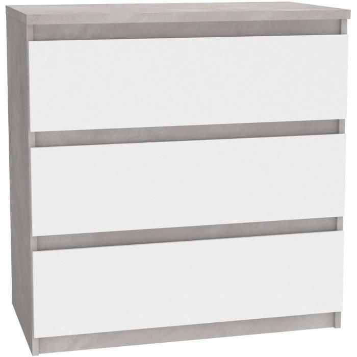 Cómoda CHELSEA 3 Cajones - Color blanco/hormigón claro - An 77,2 x Pr 42 x Al 79,9 cm Cómoda CHELSEA 3 Cajones - Color blanco/hormigón claro - An 77,2 x Pr 42 x Al 79,9 cm