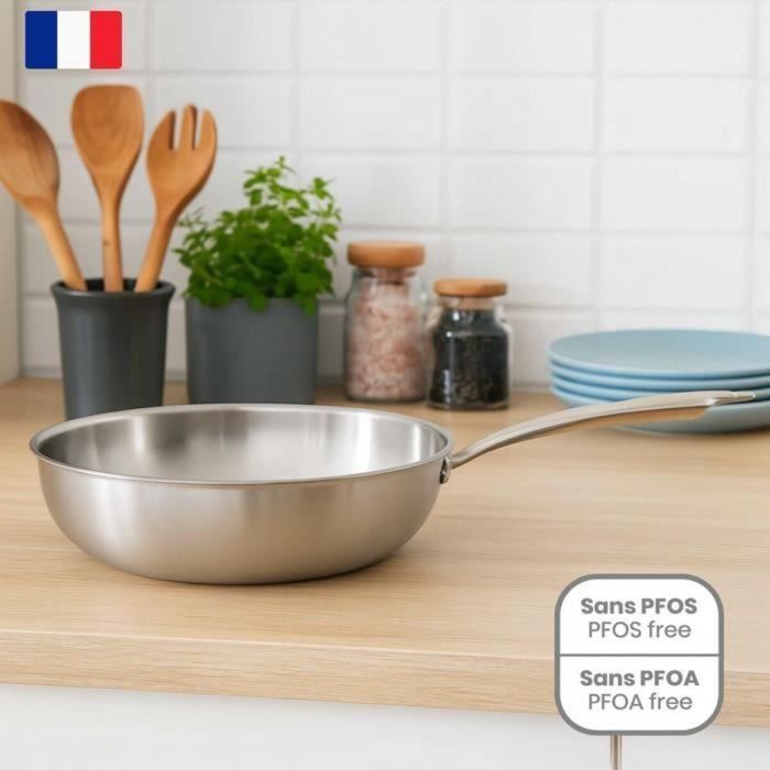 Livoo MEP162 Wok de Acero Inoxidable Ø 28 cm para Todas las Placas Incluida Inducción y Horno Fabricado en Francia 5