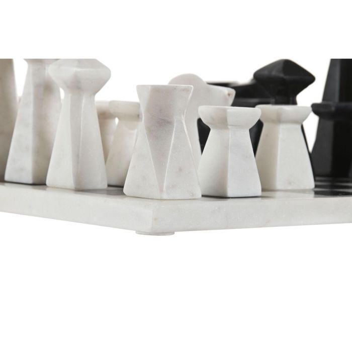 DKD Home Decor Juego de Ajedrez Moderno de Mármol Blanco y Negro 33 x 33 x 1.5 cm 1
