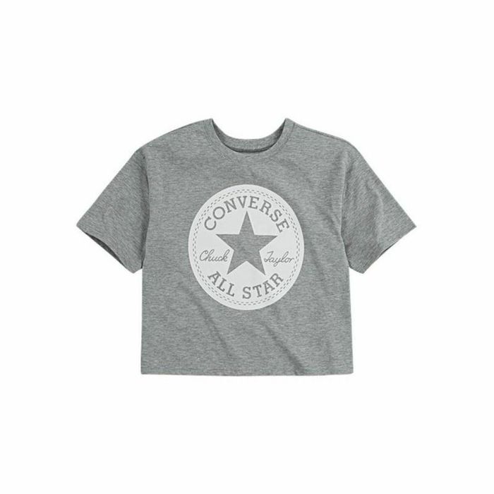 Camiseta de Manga Corta Infantil Converse Chuck Patch Boxy Gris 0 Camiseta de Manga Corta Infantil Converse Chuck Patch Boxy Gris 0